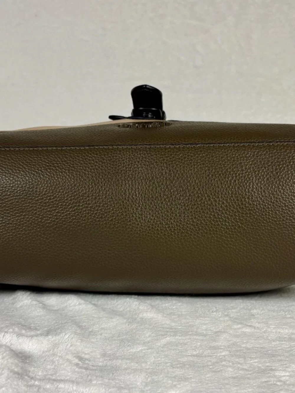 Coach Hudson Messenger Bag Colorblock in Olive Green, Cream and Grey Leather